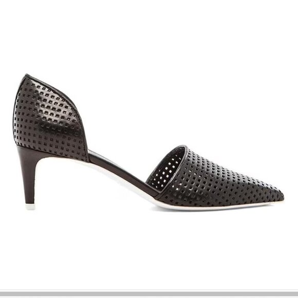 Vince Aurelian 2 Black Perforated D’Orsay Leather Size 10 - Picture 1 of 9